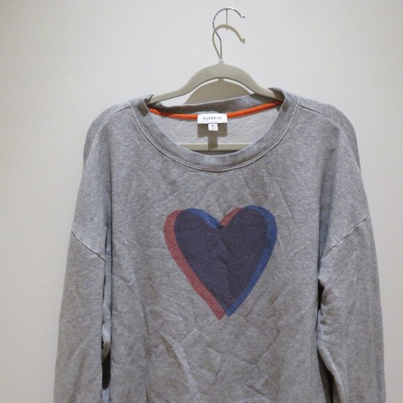 EVEREVE Heart Sweatshirt Sweater in Grey Blue Casual Lounge Comfy Oversized XL - Picture 3 of 11